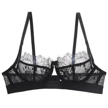

Autumn and Winter Ultra-thin Fully Transparent Sexy Lace Bra Lady Perspective Underwear Black Thin Bra