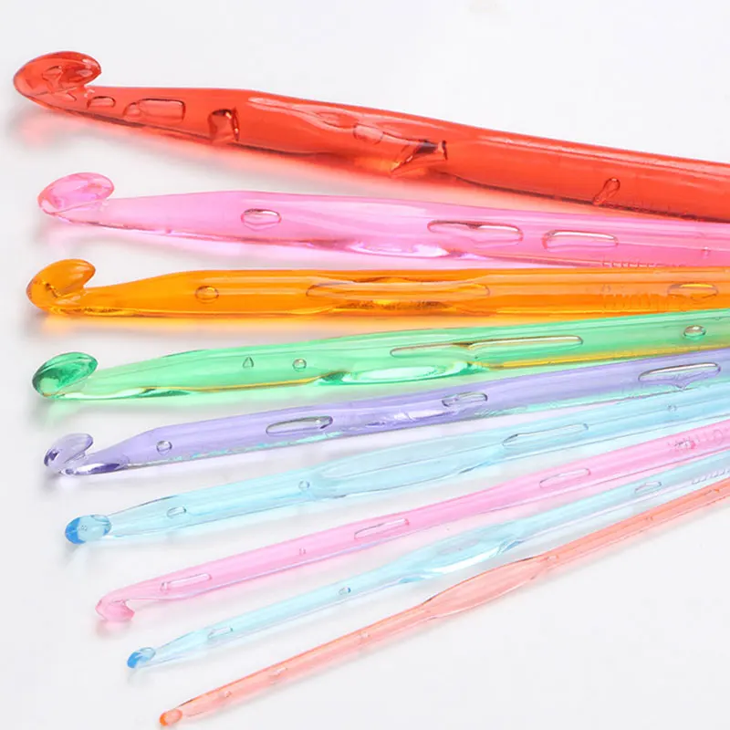 

Crystal Crochet Tool Needle Transparent Plastic Crochet Sweater Needles DIY Craft Tools 1PC Multicolor Knitting Needle