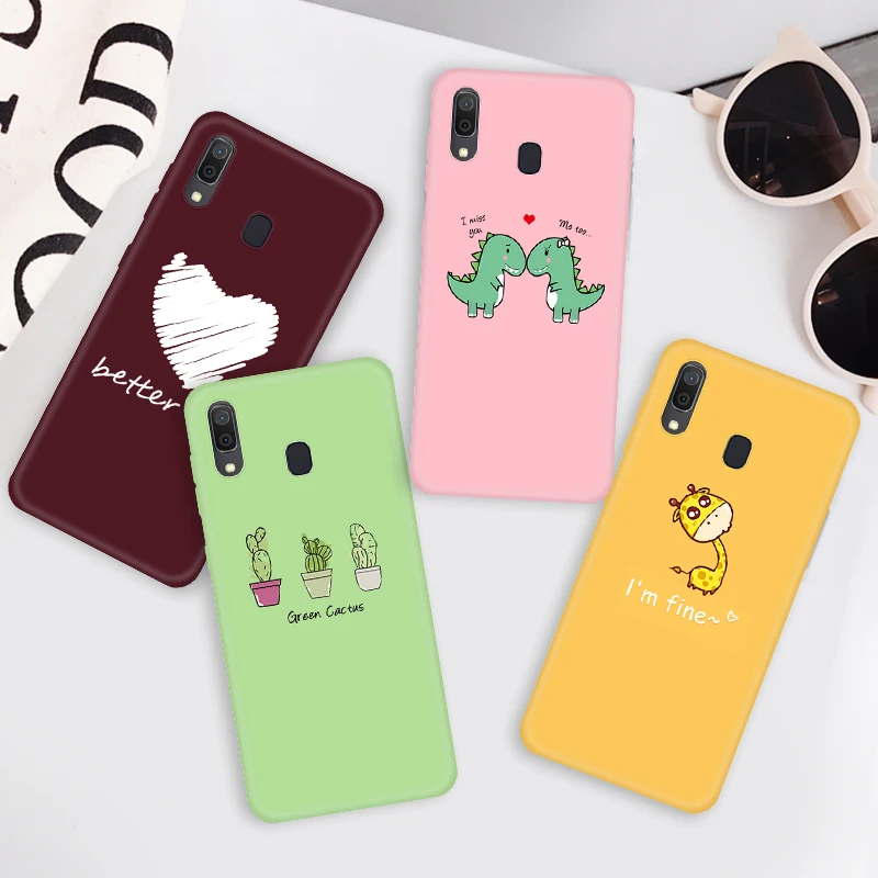 Мультфильм Карамельный Цвет Роспись матовый Силиконовый чехол для samsung Galaxy A10 A20 A30 A40 A50 A60 A70 M10 M20 M30 M40 милый чехол из ТПУ