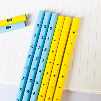 

３pcs Puzzle Numbers Plus Minus 2B Standard Wood Pencil Writing Stationery School Supply