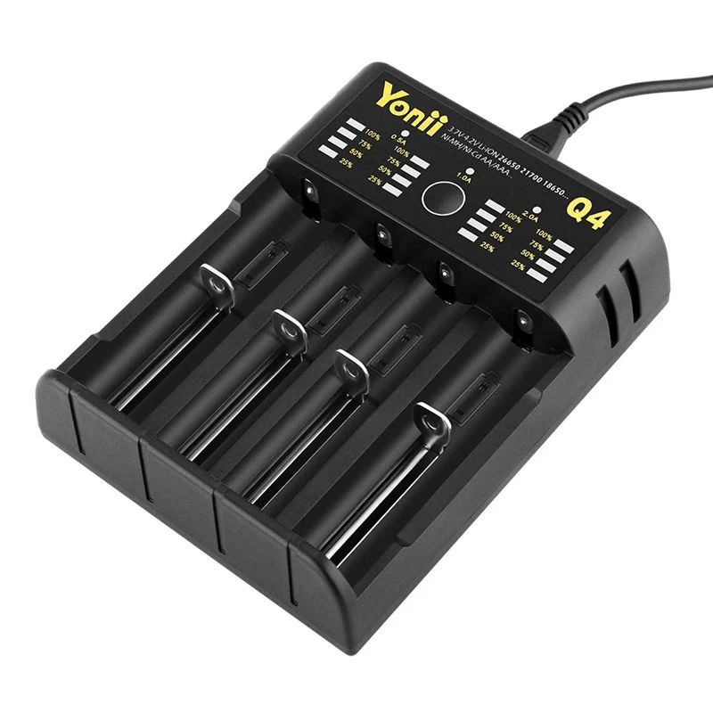 

4 Slot 18650 Battery Charger USB Intelligent Lithium Battery Four Slot Independent Charger For 21700 26650 Chargers
