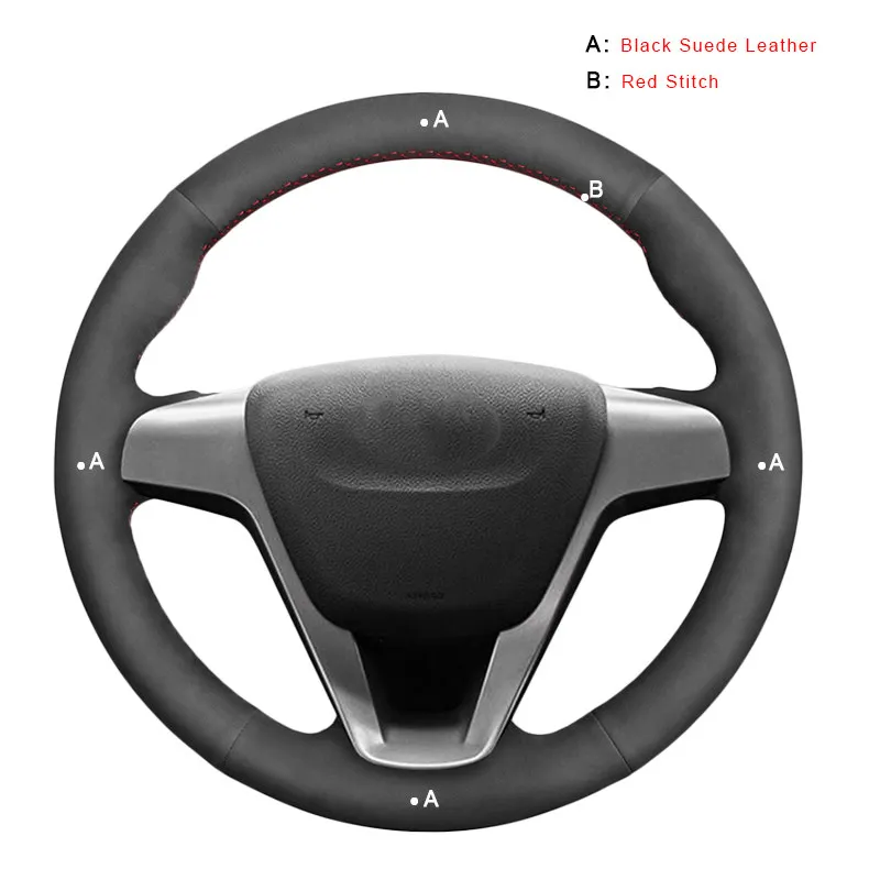 Авто оплетка на руль чехол для Лада Веста Xray- DIY ручные Прошитые автомобильные чехлы - Название цвета: Suede Leather