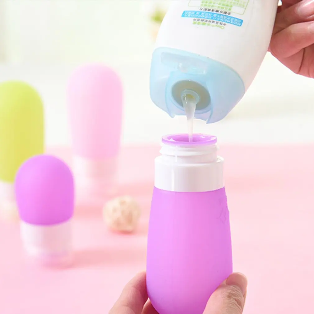 Silicone Travel Cosmetics Dispensing Bottles Cute Round Portable Liquid Dispensing Bottles Emulsion Silicone Bottles