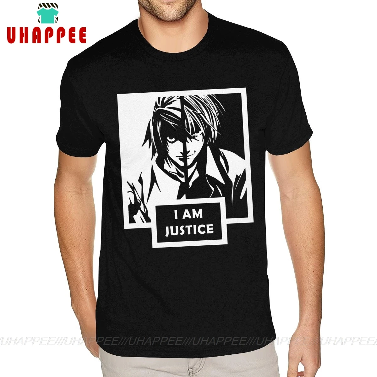 Оптовая продажа футболок с надписью I Am Justice Death Note хлопковая черная футболка