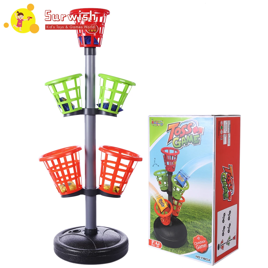 

Surwish Sports Competitive Game Basket Beanbag Throwing Set With 6Pcs Earthbags Outdoor Games