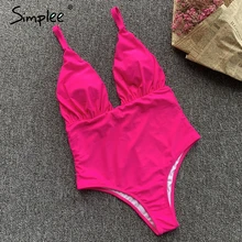 Simplee цельные купальник костюм розовые бикини купальник женский треугольник купальник женщины новынка