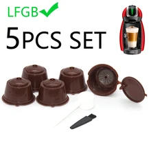 5pcs Reusablefit for Nescafe Dolce Gusto Coffee Capsule Filter Cup Refillable Caps SpoonBrushFilter Baskets Pod Soft Taste Sweet