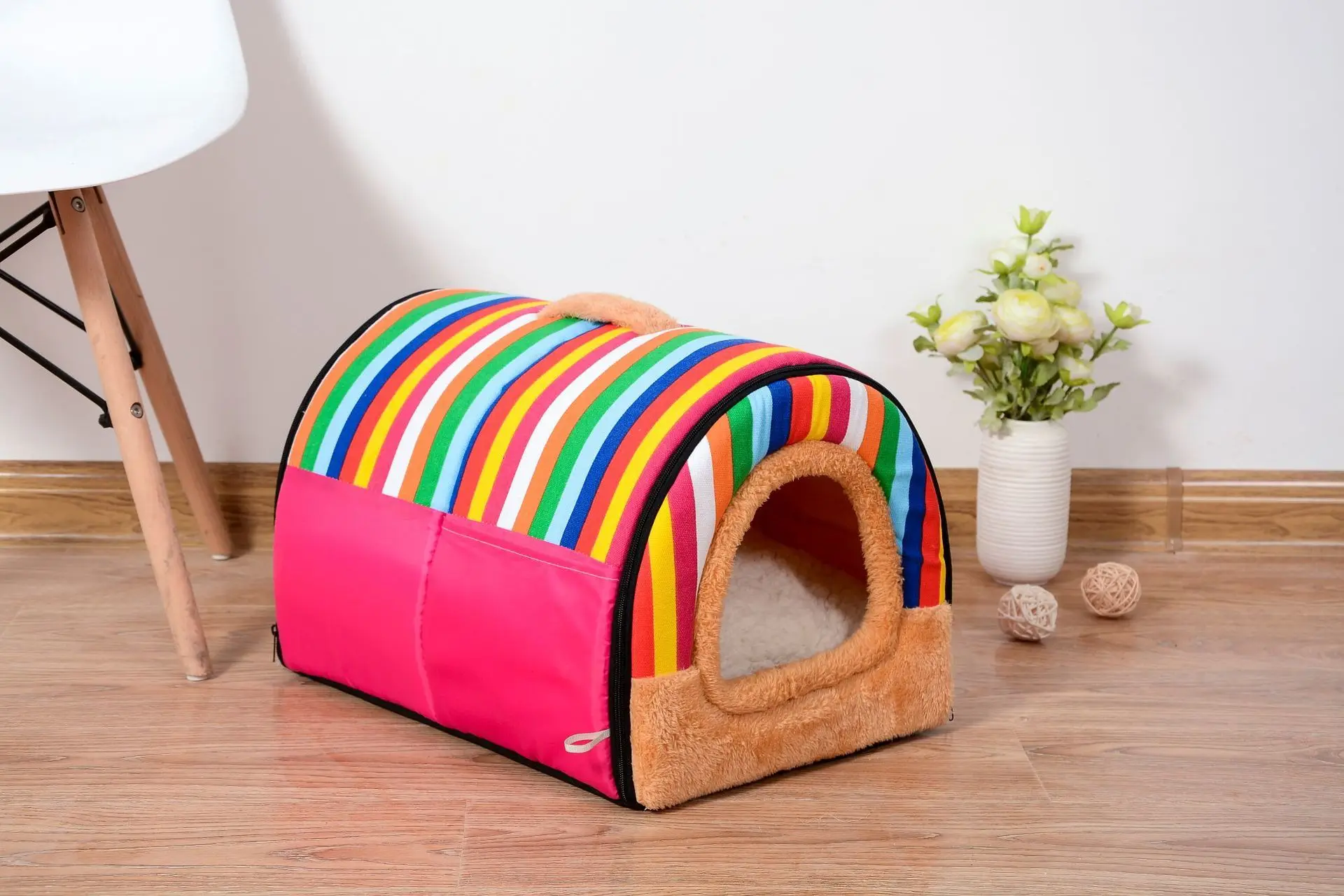 Лежанка для собак и кошек Hondenmand Kattenmand Cama Para Gato Cuccia Gatto Casa Gato собачьи кровати для маленьких собак - Цвет: Rainbow Stripes