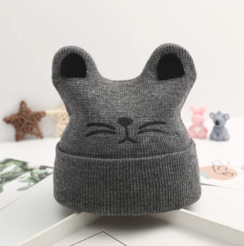 Детские шапки с медведем из мультфильма; зимняя теплая Милая шапочка для маленьких мальчиков и девочек; шапка с объемными ушками; подарок - Цвет: Серебристый