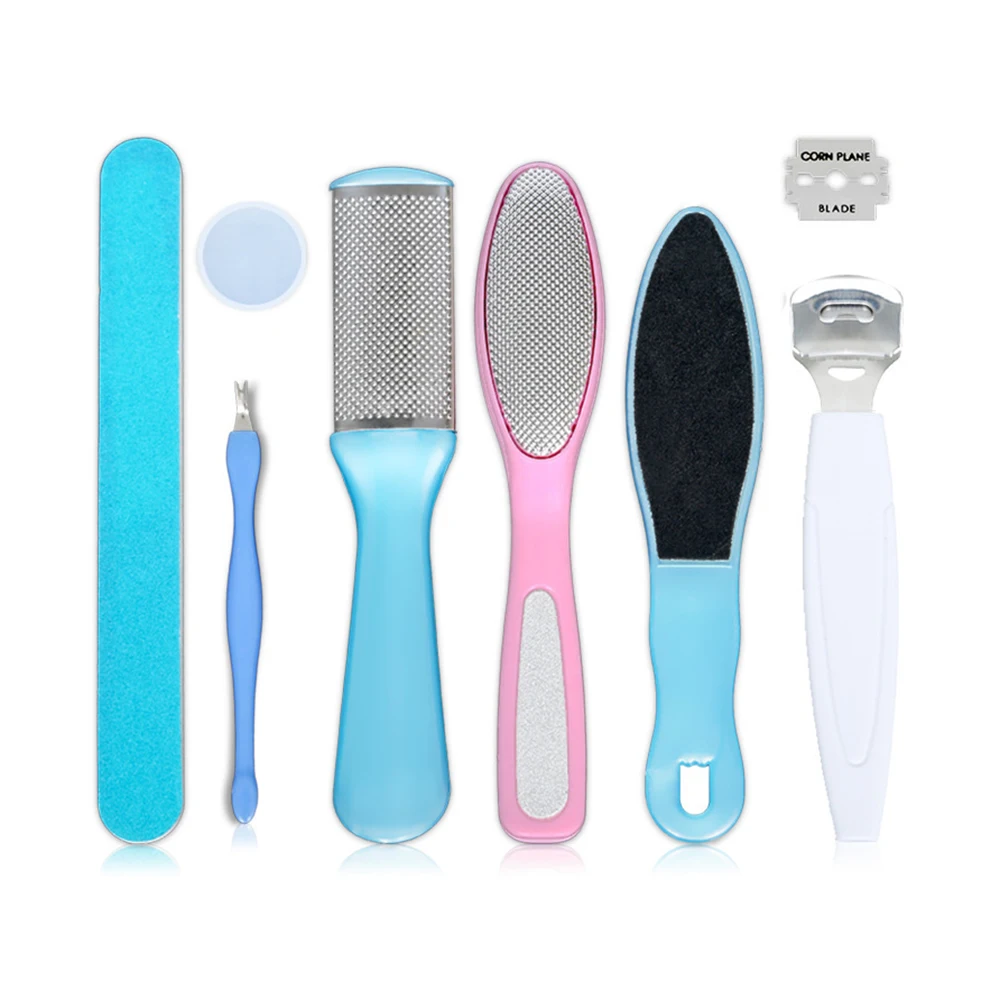 8Pcs/Set Manicure Foot Care File Set Dead Hard Skin Callus Remover Scraper Pedicure Rasp Tools Feet Care Tool Kit Stainless tool
