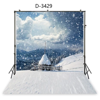 

HuaYi Winter scene photography 6 patterns wonderful snow cover decoration background backdrops for christmas day photoshoot