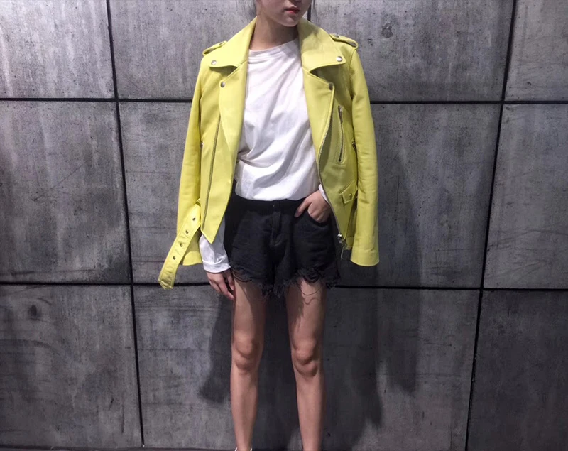 Autumn genuine leather jacket women nutural sheepskin leather moto biker coat female Dermal clothing real lesther blouse