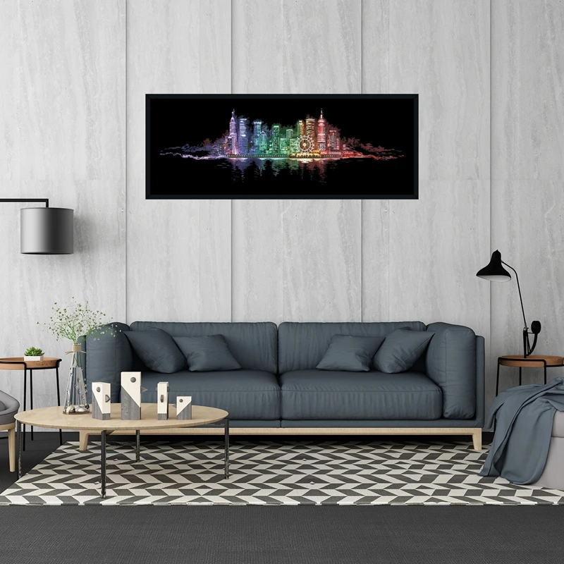 Hong Kong night cross stitch package sets aida 18ct 14ct 11ct black cloth kit embroidery DIY handmade needlework