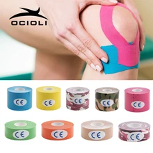 Фитнес кинезиотейп повязка для мышц 2,5 см х 5 м Спортивная Кинезиология рулон ленты хлопок эластичный клей деформация травма мышечная наклейка