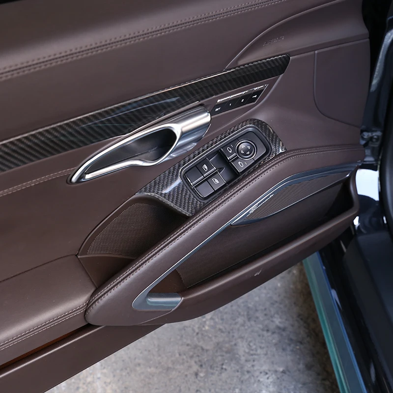 2 шт., накладка из настоящего углеродного волокна для салона автомобиля, кнопка Подъема Окна, рамка для Porsche 911 718-, аксессуары для левостороннего привода