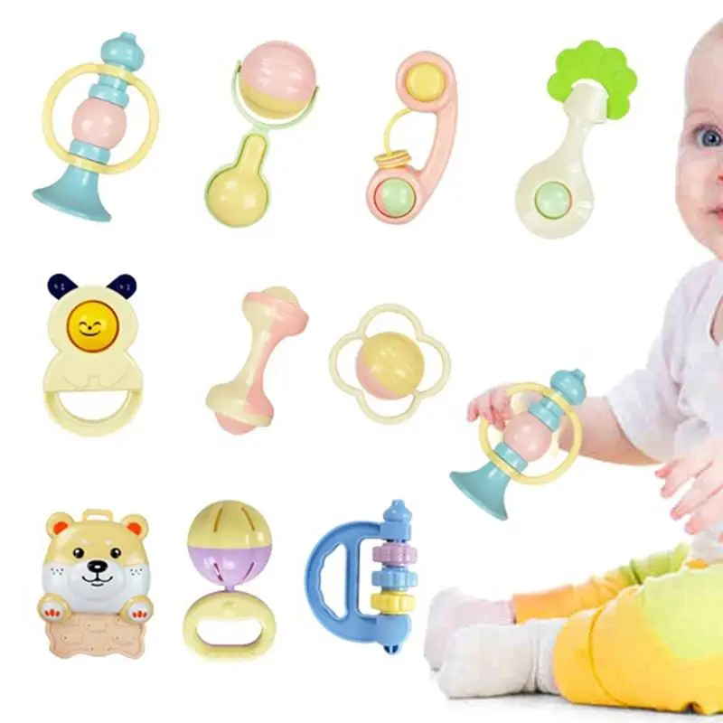 

10pcs/Set Infant Rattle Teething Baby Toys BPA Free Shake And Grasp Baby Hand Development Teethers Toy Set For Newborn Toddler