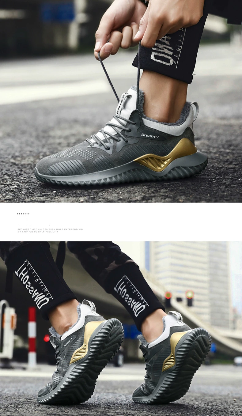 AFFINEST мужские кроссовки, зимняя уличная спортивная обувь для бега, теплые меховые кроссовки, Нескользящие водонепроницаемые кроссовки из искусственной кожи, размеры 39-46