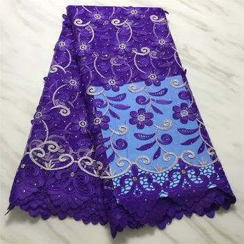 

Purple color African Lace Fabric 2020 High quality Stones with Embroidery Nigerian Lace Fabric For Women French Mesh Lace Fabric