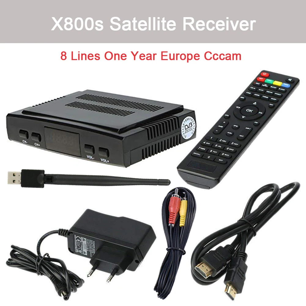 Add 1 year Cccam Satxtrem X800s спутниковый ресивер ТВ рецептор цифровой ТВ DVB-S2 8 Cline Европа 1 год декодер Satelite DVB S2 FTA ТВ тюнер - Цвет: Add 1 year Cccam