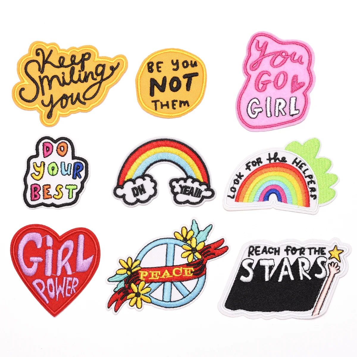 

girl power Rainbow Embroidery Animal Cartoon Style Cloth Sticking iron on Patches Clothing And Bags Matching badge