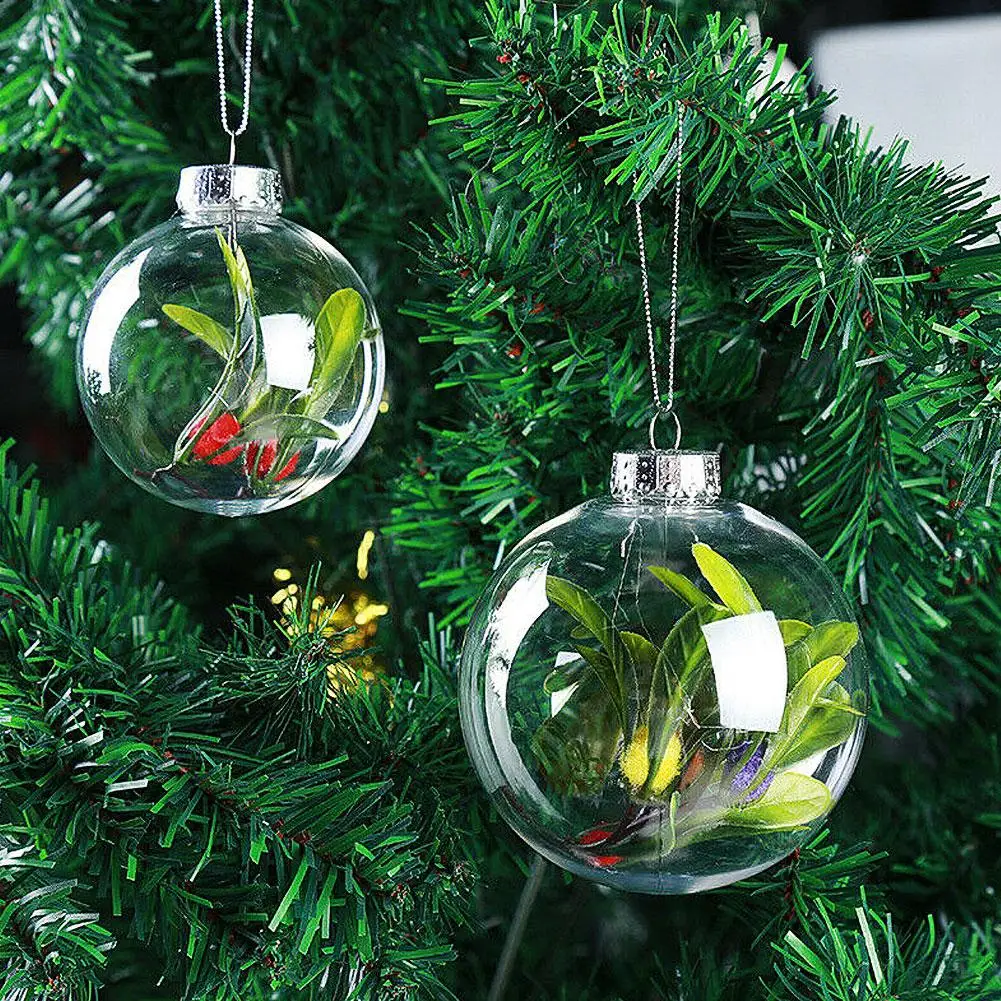 

1Pc 2019 Christmas Tree Ornaments Transparent Plastic Baubles Balls Hanging Pendant Christmas Gift Present Decorations navidad