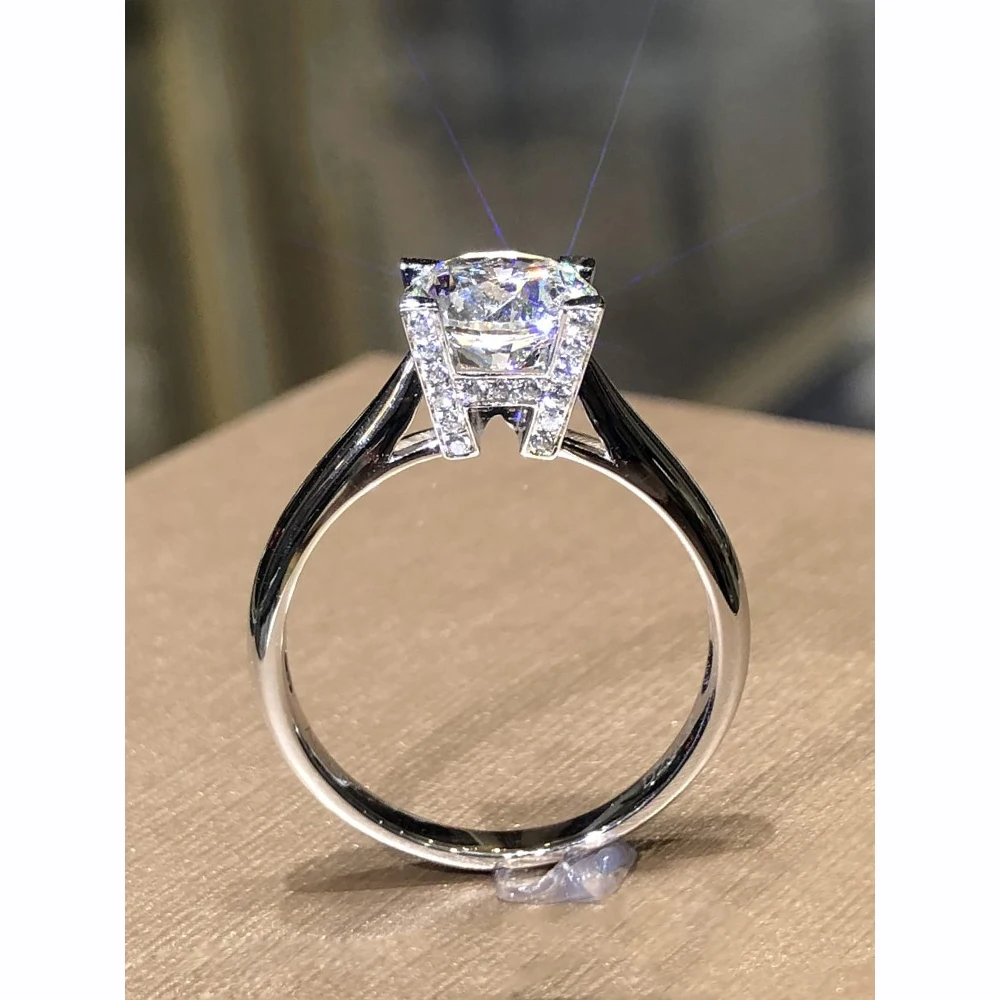 Кольцо из стерлингового серебра 925 1ct роскошное кольцо Moissanite Креативный дизайн 4 когти обручальное кольцо на головщину HW Английский алфавит
