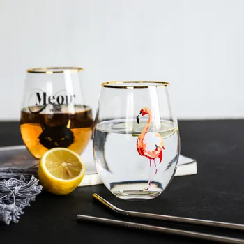

Nordic Creative Flamingo Transparent Glasses Heat Resistant High Borosilicate Belly Glass Domestic Water Juice Cup for Woman Man