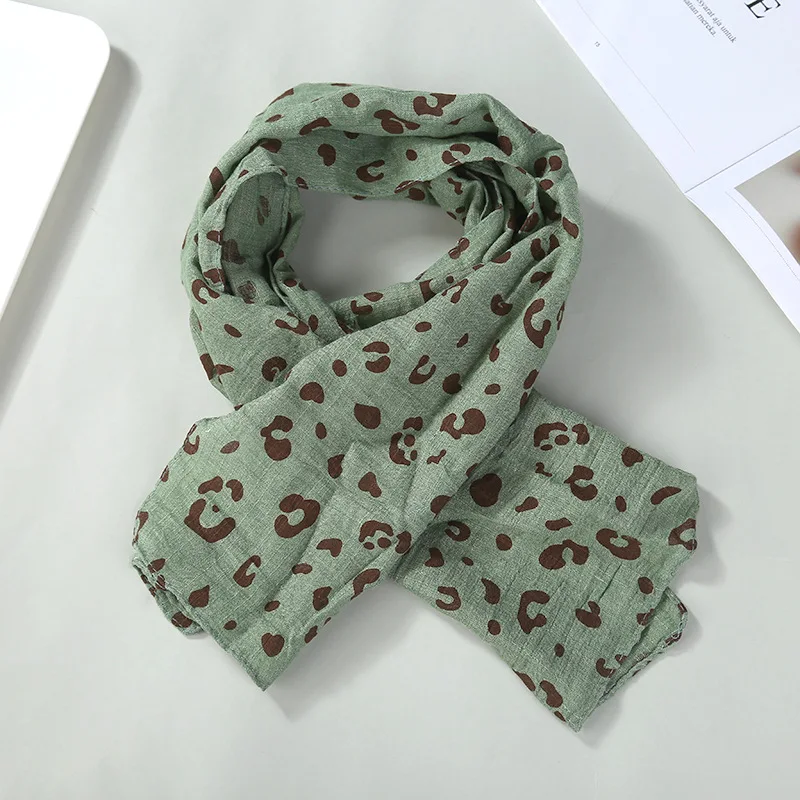 Leopard Dark Green Осенний квадратный хлопковый льняной детский нагрудники-шарфы для малышей; зимний детский шейный платок; шарфы для мальчиков и девочек; аксессуары для шеи - Цвет: Leopard Dark Green