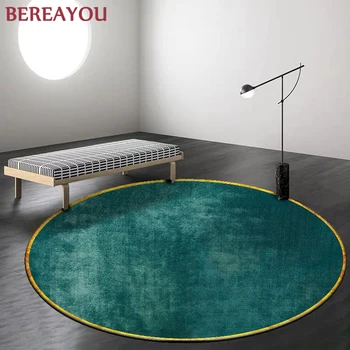 

Aug and Carpets for Living Room Abstract Green Solid Pattern Round Carpet Area Rug for Bedroom Kids Crawling Nordic Floor Mat