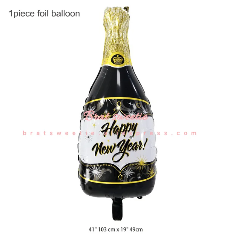 HNY champagne 30-й день рождения украшение 30 золотых и черных цифр фольга шарики в виде бутылок шампанского вина балон для взрослых день рождения поставки - Цвет: HNY champagne