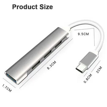 

Slim Light Weight Design Multi-function Type C USB 3.0 to 4 Port Hi-Speed USB 3.0 Type C Hub Adapter Easy to Carry 0927