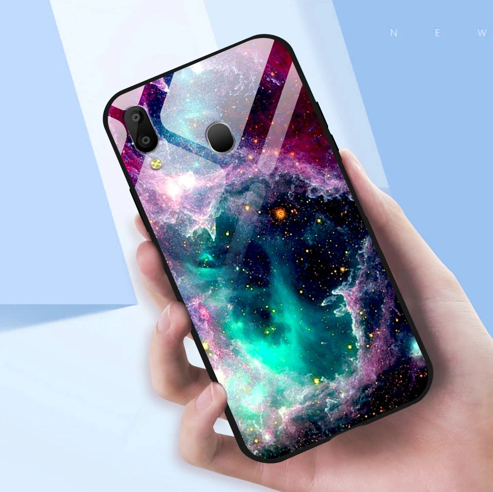 Чехол из закаленного стекла для samsung Galaxy J4 Plus, Антидетонационная сумка для Galaxy M10 M20 M30, задняя жесткая стеклянная крышка, SM-J415F, защитный чехол