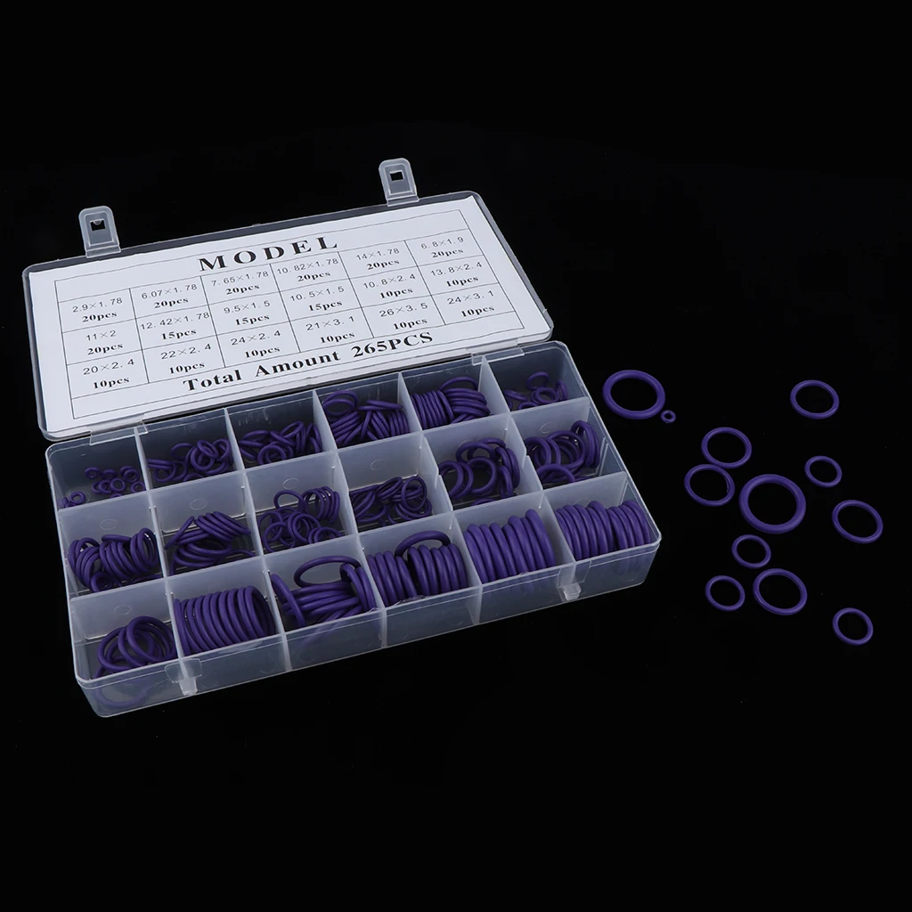 O-Ring Rubber Assortment Kit Set With Holder Case Metric 265 Pieces Variety Pack
