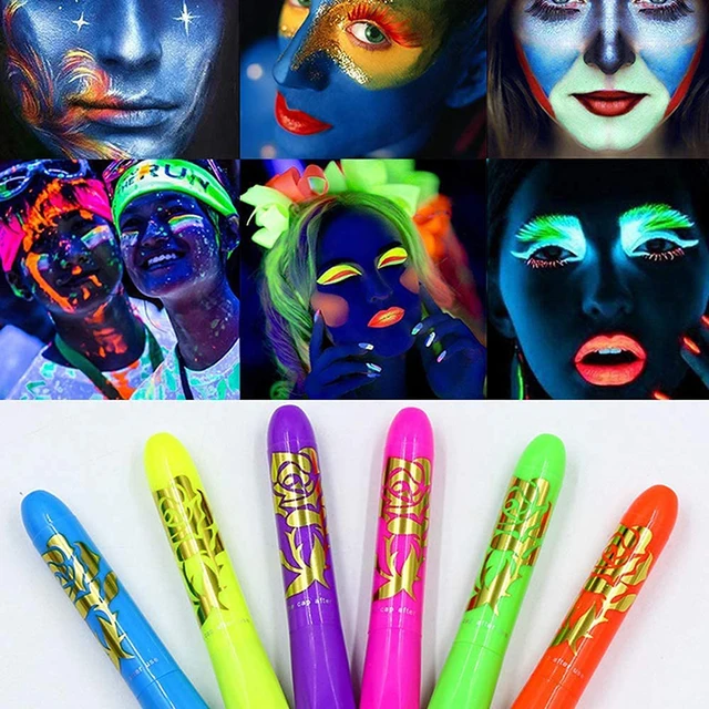 Glow in The Dark Face Body Paint Glow Sticks Surface UV Neon Paint Crayons  Makeup Face Painting Kit for Halloween and Parties - AliExpress