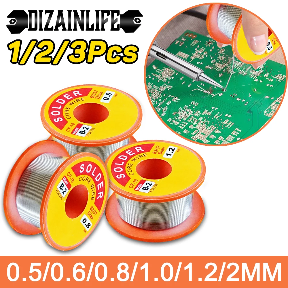 1/2/3 pces desoldering fios trança mecânico rosin núcleo fio de solda rolo 0.5/0.6/0.8/1/1.2/2mm 63/37 fluxo 2.0% 45ft estanho fio derreter|Arames de solda| -
