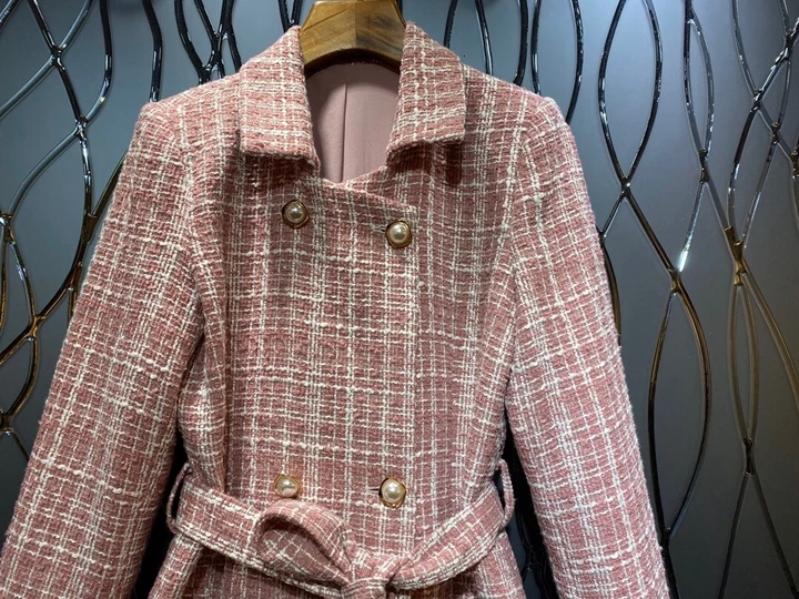 early autumn new women's lapel double-breasted tie knotted long-sleeved dress