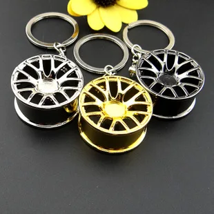 

Big Wheel Rim Style Aluminum Keychain Keyring Keyfob Rear View Pendent JDM Black MT-0014 Over 10pcs Free With Customer Logo