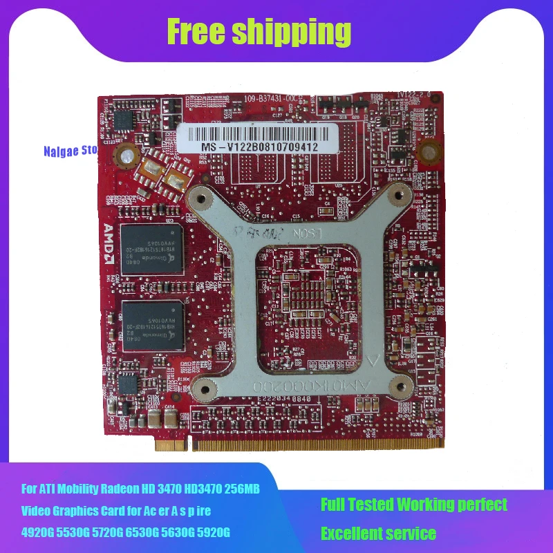 Оптовая продажа видеокарты HD3470 VG.82M06.002 VGA карта ATI DDR2 256 Мб MXMII бит для Acer бесплатная