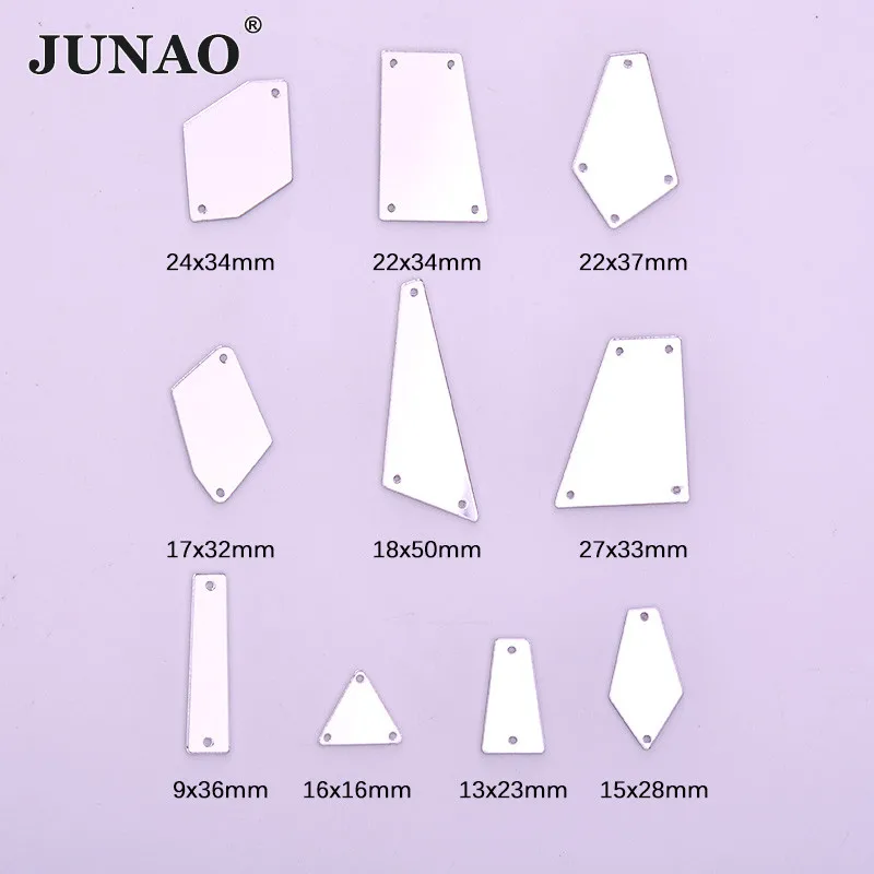 JUNAO-Mix-Shape-Gold-Mirror-Crystal-Sew-On-Rhinestones-Flatback-Rectangle-Acrylic-Stones-Sewing-Mirror-Strass