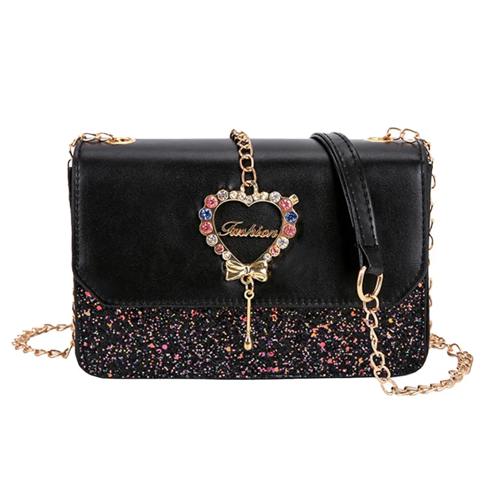 

Women's Fashion All-purpose heart love shape chain Small Square Bag Single Shoulder Messenger crossbody Bags female handbag
