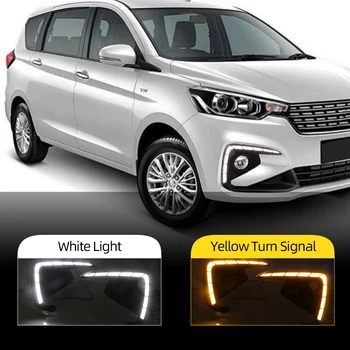 

CSCSNL 2Pcs LED Daytime Running Light For Suzuki Ertiga 2018 2019 DRL Fog Lamp Cover Headlamp Yellow turn signal