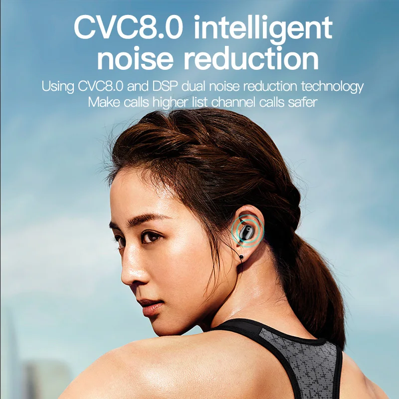 HAIWEIYIN J15 touch Bluetooth earphone wireless double ear mini invisible earphone digital power display screen sports bass