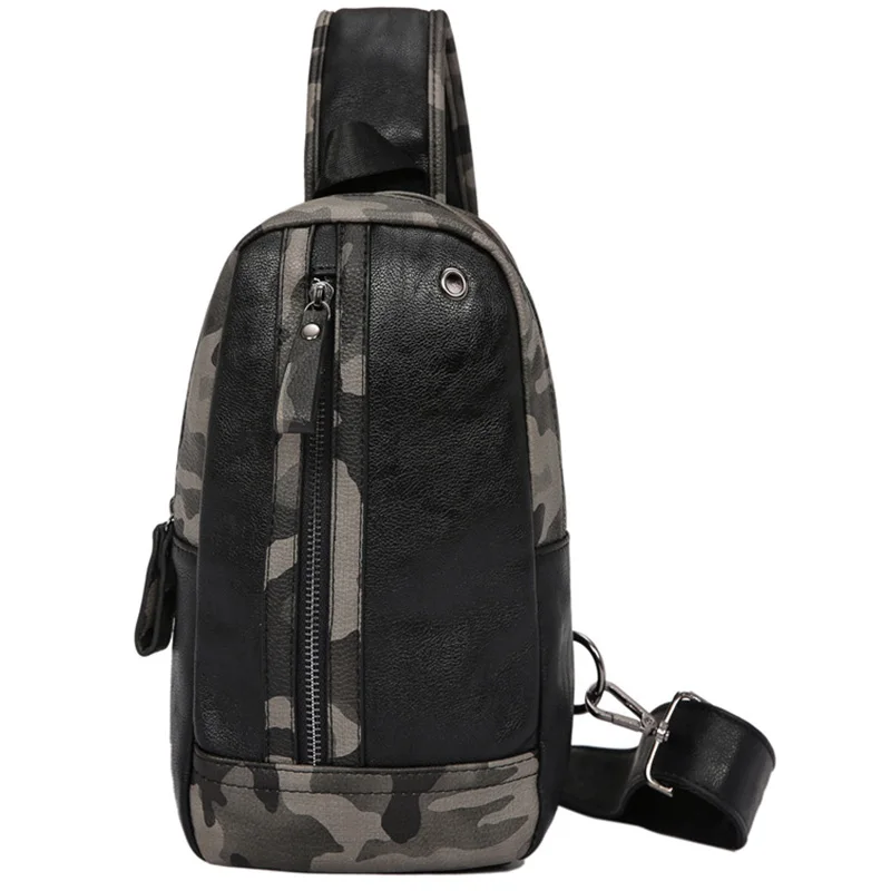 

Men'S Korean Pu Leather Casual Sports Bag Camouflage Men'S Shoulder Twill Bag New Men'S Bag