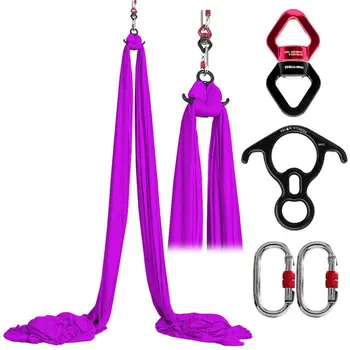 

PRIOR FITNESS 21 meters Yoga Aerial Silks set Low Stretch Hammock trapeze inversion fly Including yoga accessories