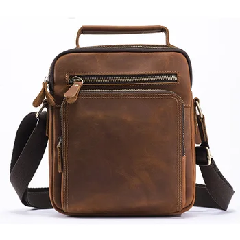 

Male Crazy Horse Cowhide Messenger Tote Bag Vintage Briefcase Handbag Travel Men Shoulder Crossbody Genuine Leather Bags