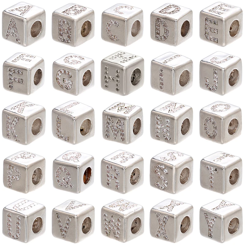 925 Sterling Silver Alphabet Initial Letter Cube Charm A-Z 4.5mm Made in  USA