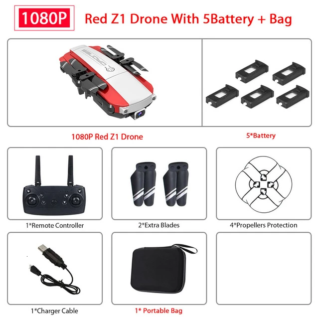 Z1 Wifi FPV мини-Дрон с камерой 1080P 4K HD Оптическое позиционирование потока управление жестами Rc Квадрокоптер Vs sg106 Visuo xs816 Дрон - Цвет: 1080P Red Z1 5B