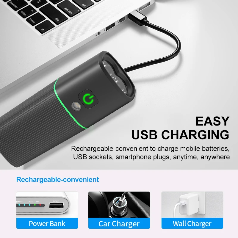 NATFIRE NTP2 Bicycle Light with Light Sensor USB Rechargeable LED Headlight Bike Front Lamp Flashlight with Rear Light Optional