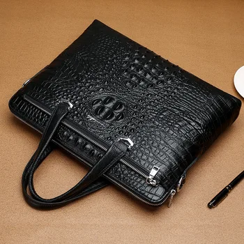 

2019 New Style Genuine Leather Men Business Large Capacity Full-grain Leather Hand Bag Business Trip Travel Document Men's Bag
