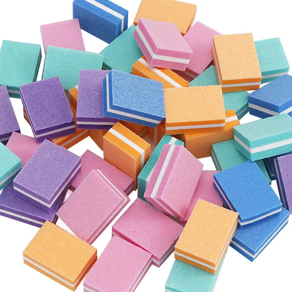 

20Pcs Mini Rectangle Double Nail File Buffer Sponge Nail Polishing Block Colorful Portable Files Nail Polisher Manicure Tools